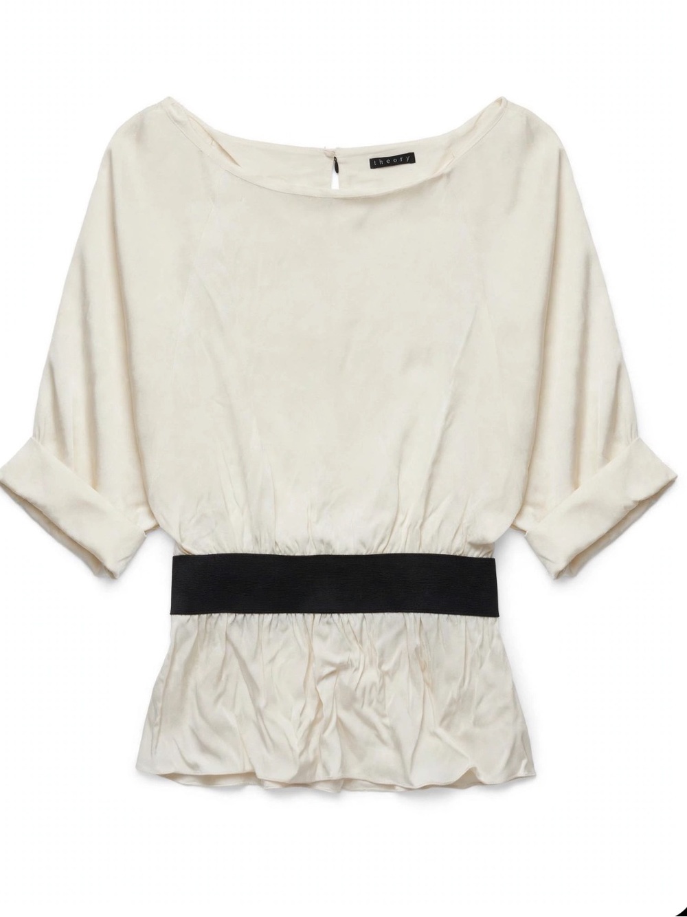 Theory silk cinch waist blouse